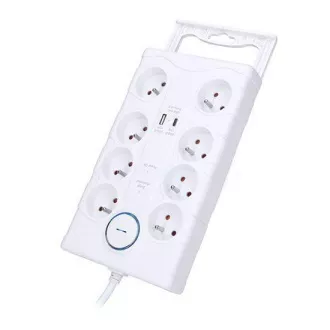 Listwa przeciwprzepięciowa Solight, 8z, USB A C, 2m, biała Listwa przeciwprzepięciowa Solight, 8z, USB A C, 2m, biała