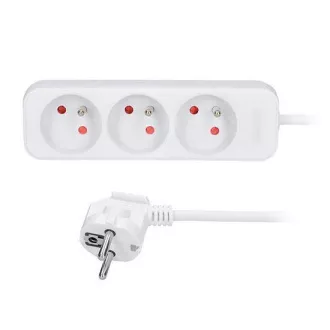 Przedłużacz Solight 3m, 3 gniazda, 16A/3680W, PVC, biały