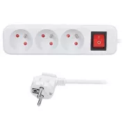 Przedłużacz Solight 3m, 3 gniazda, wyłącznik, 16A/3680W, PVC, biały