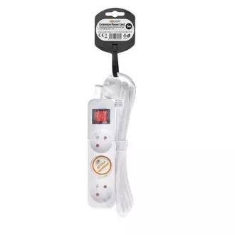 Przedłużacz Solight 3m, 3 gniazda, wyłącznik, 16A/3680W, PVC, biały Przedłużacz Solight 3m, 3 gniazda, wyłącznik, 16A/3680W, PVC, biały