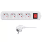 Przedłużacz Solight 3m, 4 gniazda, wyłącznik, 16A/3680W, PVC, biały