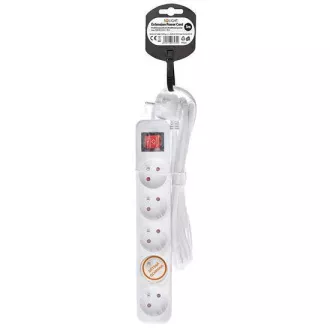 Przedłużacz Solight 3m, 5 gniazd, wyłącznik, 16A/3680W, PVC, biały