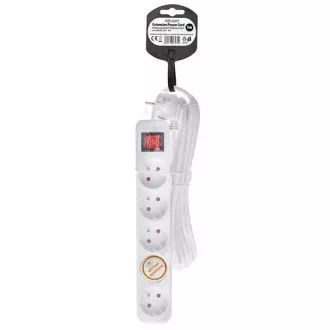 Przedłużacz Solight 5m, 5 gniazd, wyłącznik, 16A/3680W, PVC, biały