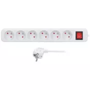 Przedłużacz Solight 3m, 6 gniazd, wyłącznik, 16A/3680W, PVC, biały