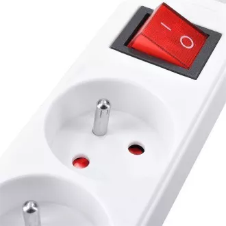 Przedłużacz Solight 3m, 6 gniazd, wyłącznik, 16A/3680W, PVC, biały