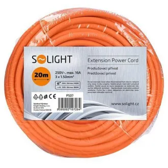 Przedłużacz Solight - złącze, 1 gniazdo, 20m, 3 x 1, 5mm2, pomarańczowy