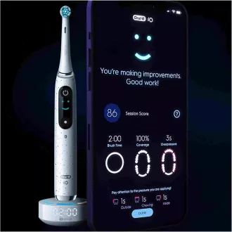 Szczoteczka elektryczna Oral-B iO10, 7 trybów, timer, czujnik nacisku, mapowanie 3D i inteligentne funkcje, biała Szczoteczka elektryczna Oral-B iO10, 7 trybów, timer, czujnik nacisku, mapowanie 3D i inteligentne funkcje, biała
