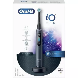 Szczoteczka elektryczna Oral-B iO8 Black Onyx, magnetyczna, 6 trybów, timer, czujnik nacisku, etui, czarna Szczoteczka elektryczna Oral-B iO8 Black Onyx, magnetyczna, 6 trybów, timer, czujnik nacisku, etui, czarna