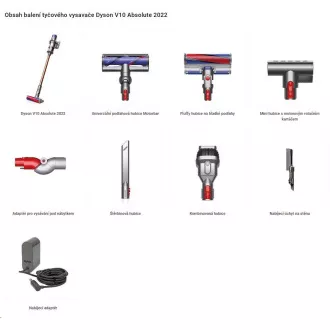 Odkurzacz sztyftowy Dyson V10 Absolute (2022), 1600 W, bezprzewodowy, filtr HEPA, regulacja mocy