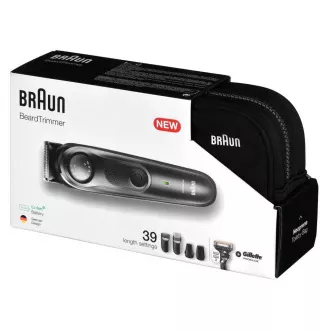 Trymer do brody Braun BT7940, 0,5-20 mm, akumulatorowy, 4 nasadki   Gillette, szary