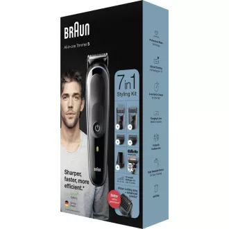 Trymer do brody i włosów Braun Multigroomer 5 MGK5355 7 w 1, 13-krotna regulacja długości Gillette Trymer do brody i włosów Braun Multigroomer 5 MGK5355 7 w 1, 13-krotna regulacja długości Gillette