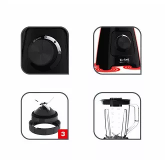 Blender stołowy Tefal BL420838 Blendforce 2, 600 W, 2 prędkości, funkcja pulsacyjna, kruszenie lodu, Smart Lock, czarny