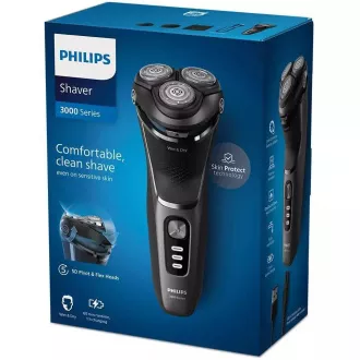 Trymer do brody Philips Series 3000 S3343/13, samoostrzące się ostrza PowerCut, golenie na sucho i mokro, czarny