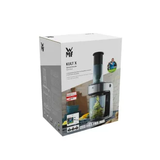WMF Cult X spiralizer, 80 W, pojemnik 1,25 l, nasadki do krojenia, blokada przed dziećmi WMF Cult X spiralizer, 80 W, pojemnik 1,25 l, nasadki do krojenia, blokada przed dziećmi