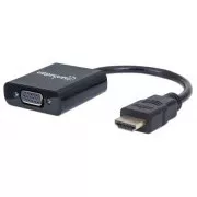 Konwerter MANHATTAN HDMI na VGA (męski HDMI na żeński VGA, czarny, woreczek foliowy)