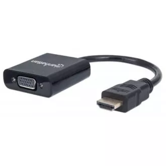 Konwerter MANHATTAN HDMI na VGA (męski HDMI na żeński VGA, czarny, woreczek foliowy)