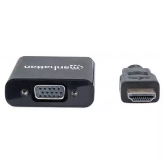 Konwerter MANHATTAN HDMI na VGA (męski HDMI na żeński VGA, czarny, woreczek foliowy)