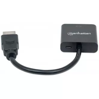 Konwerter MANHATTAN HDMI na VGA (męski HDMI na żeński VGA, czarny, woreczek foliowy)