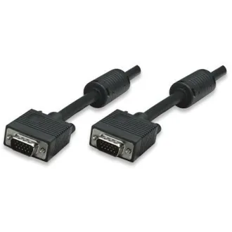 MANHATTAN Kabel SVGA do monitora z rdzeniami ferrytowymi, HD15 męski / HD15 męski, 1,8 m, czarny MANHATTAN Kabel SVGA do monitora z rdzeniami ferrytowymi, HD15 męski / HD15 męski, 1,8 m, czarny