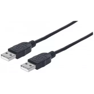 Kabel MANHATTAN USB 2.0, męski do męskiego typu A, 1 m, czarny
