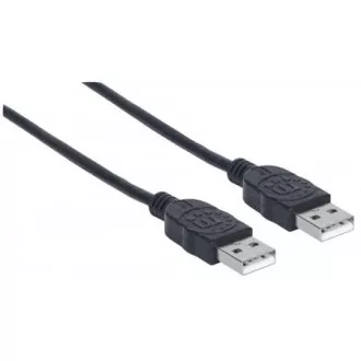 Kabel MANHATTAN USB 2.0, męski do męskiego typu A, 1 m, czarny