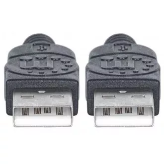 Kabel MANHATTAN USB 2.0, męski do męskiego typu A, 1 m, czarny