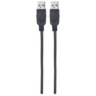 Kabel MANHATTAN USB 2.0, męski do męskiego typu A, 1 m, czarny