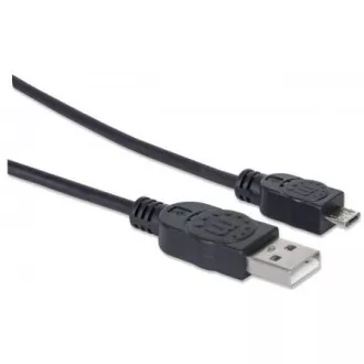 Kabel MANHATTAN USB 2.0 A męski / Micro-B męski, 1,8 m, czarny