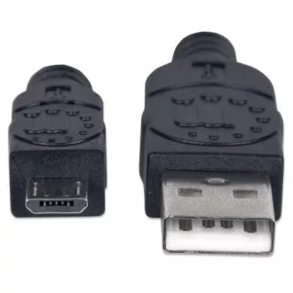 Kabel MANHATTAN USB 2.0 A męski / Micro-B męski, 1,8 m, czarny