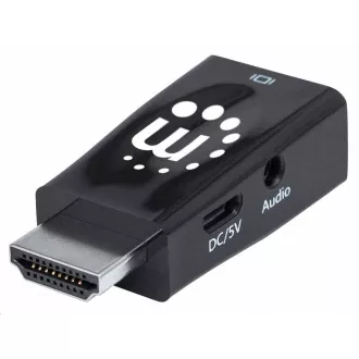 Przejściówka Manhattan HDMI na VGA, konwerter Micro, męski HDMI na żeński VGA, audio, czarny