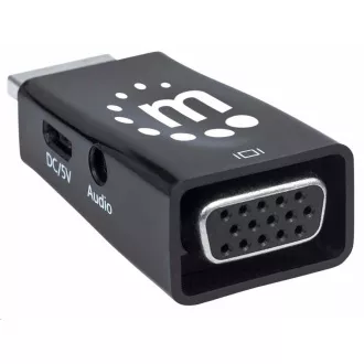 Przejściówka Manhattan HDMI na VGA, konwerter Micro, męski HDMI na żeński VGA, audio, czarny