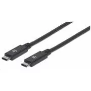 Kabel Manhattan USB-C, USB 3.1 Gen 2, USB-C męski do USB-C męski, 10 Gb/s, 5 A, 1 m, czarny