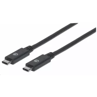 Kabel Manhattan USB-C, USB 3.1 Gen 2, USB-C męski do USB-C męski, 10 Gb/s, 5 A, 1 m, czarny