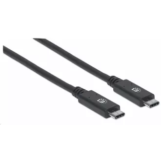 Kabel Manhattan USB-C, USB 3.1 Gen 2, USB-C męski do USB-C męski, 10 Gb/s, 5 A, 1 m, czarny