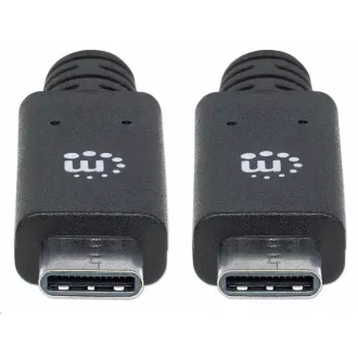 Kabel Manhattan USB-C, USB 3.1 Gen 2, USB-C męski do USB-C męski, 10 Gb/s, 5 A, 1 m, czarny