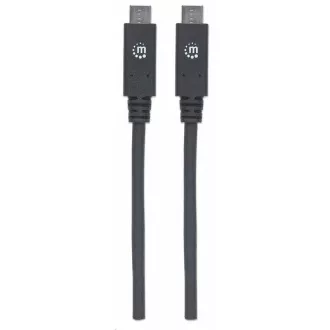 Kabel Manhattan USB-C, USB 3.1 Gen 2, USB-C męski do USB-C męski, 10 Gb/s, 5 A, 1 m, czarny