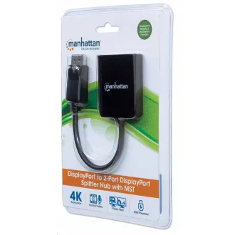 Manhattan Hub, hub MST, DisplayPort do Dual DisplayPort (M/F), 4K@30Hz, czarny Manhattan Hub, hub MST, DisplayPort do Dual DisplayPort (M/F), 4K@30Hz, czarny
