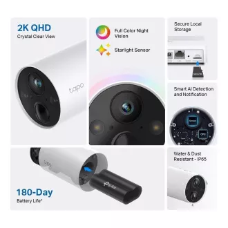 Kamera zewnętrzna TP-Link Tapo C420 (4MP, 2K QHD, 1440p, IR 15m, WiFi, IP65)