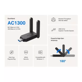 MERCUSYS MA32H Adapter WiFi5 USB (AC1300, 2, 4GHz/5GHz, USB3.0)