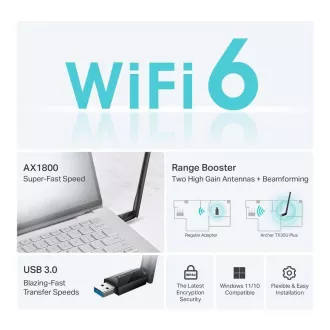 Karta sieciowa TP-Link Archer TX35U Plus WiFi6 USB (AX1800, 2, 4GHz/5GHz, USB3.0)