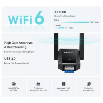 Karta sieciowa TP-Link Archer TX30U Plus WiFi6 USB (AX1800, 2, 4GHz/5GHz, USB3.0)