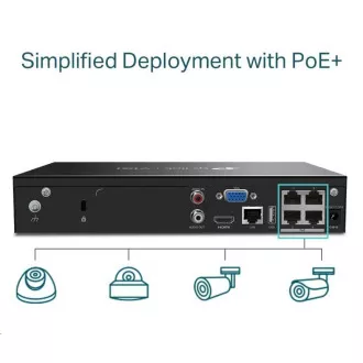 TP-Link VIGI NVR1004H-4P, rejestrator wideo, 4 kanały, 4xPoE, 1xSATA, 1x100Mb/s LAN, 2xUSB2.0, 1xHDMI, 1xVGA