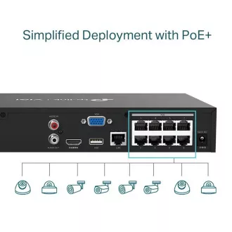 TP-Link VIGI NVR1008H-8P, rejestrator wideo, 8 kanałów, 8xPoE, 1x100Mb/s LAN, 1xVGA, 1xHDMI, 2xUSB2.0