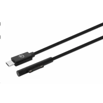 Kabel do ładowania Manhattan, kabel do ładowania Surface Connect na USB-C (M/M), 15 V / 3 A, 1,8 m, czarny