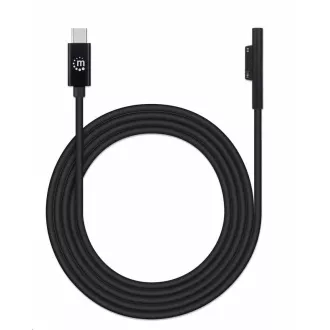 Kabel do ładowania Manhattan, kabel do ładowania Surface Connect na USB-C (M/M), 15 V / 3 A, 1,8 m, czarny