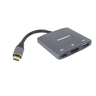 Adapter PremiumCord USB-C do HDMI, USB3.0, PD, rozdzielczość 4K i FULL HD 1080p
