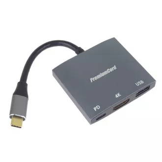 Adapter PremiumCord USB-C do HDMI, USB3.0, PD, rozdzielczość 4K i FULL HD 1080p