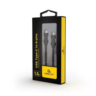 Kabel GEMBIRD USB 2.0 Type-C do Ligtning (CM/8pinM), 1, 5m, dane, czarny