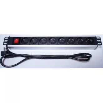 PremiumCord Panel zasilania do szafy rack 19" 1.5U, 8x230V, kabel 2m, przełącznik