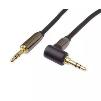 PremiumCord HQ ekranowany kabel stereo Jack 3,5 mm - Jack 3,5 mm zakrzywiony pod kątem 90°, 3 m